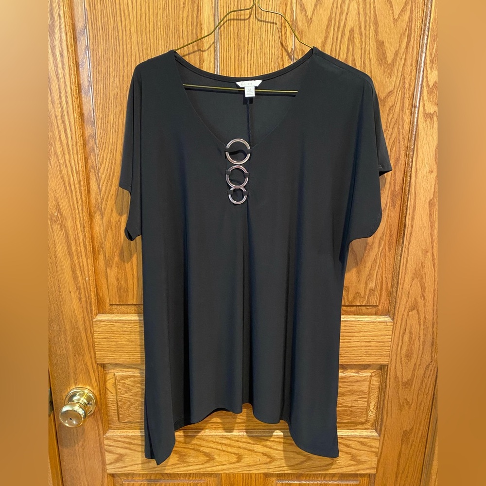 Cato Black Circle Detail Tunic Tee